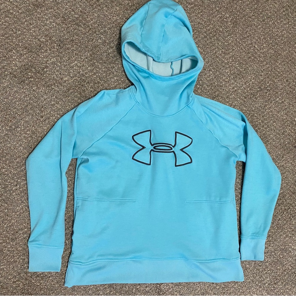 Under Armour Hoodie Fleece ColdGear Womens Sz XL Loose Pull Over Sweater EUC
